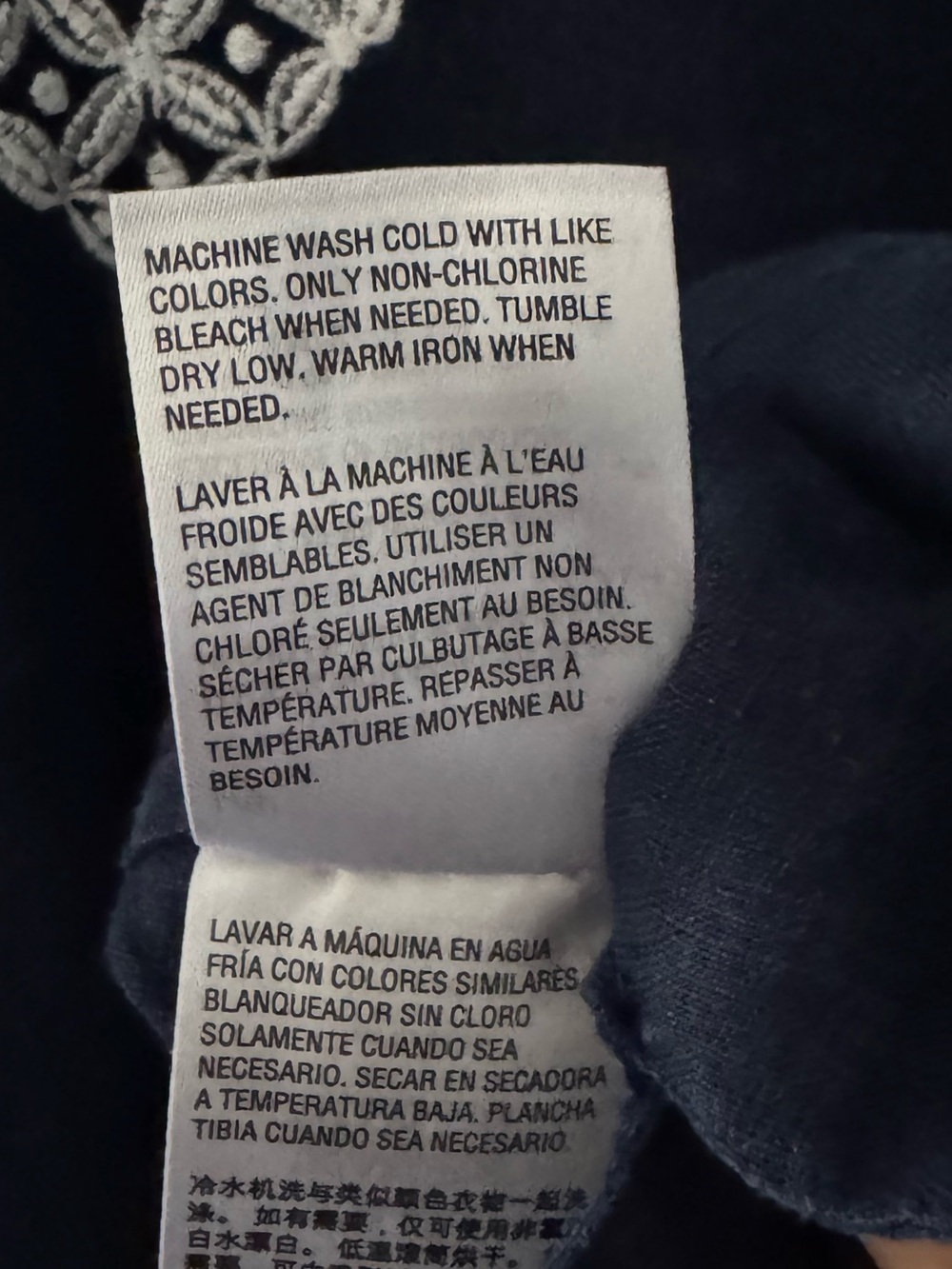 Charter Club 100% Linen Embroidered Tunic Top Large Blue Coastal Vacation Resort - Picture 8 of 10
